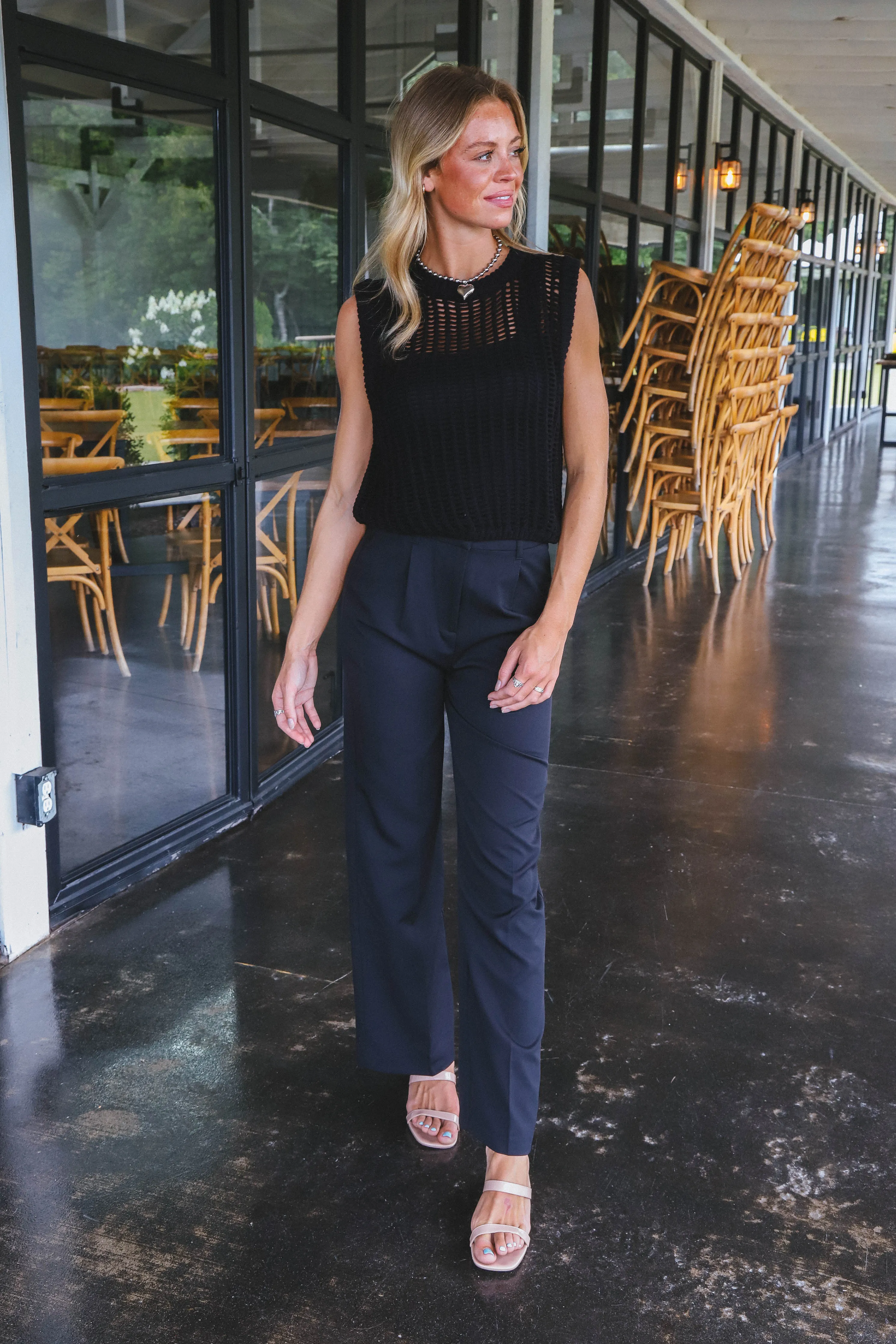 Ali High Waisted Trouser Pants, Black