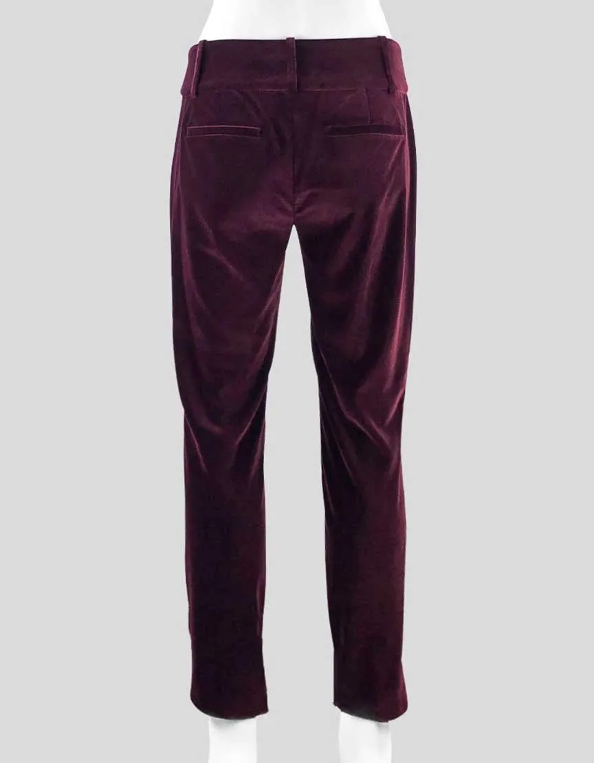 Alice   Olivia Bordeaux Velvet Pants - 2 US