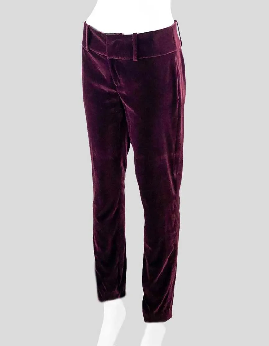 Alice   Olivia Bordeaux Velvet Pants - 2 US