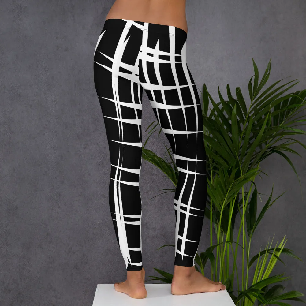 Amila Claws Print White on Black Geometric Design Leggings