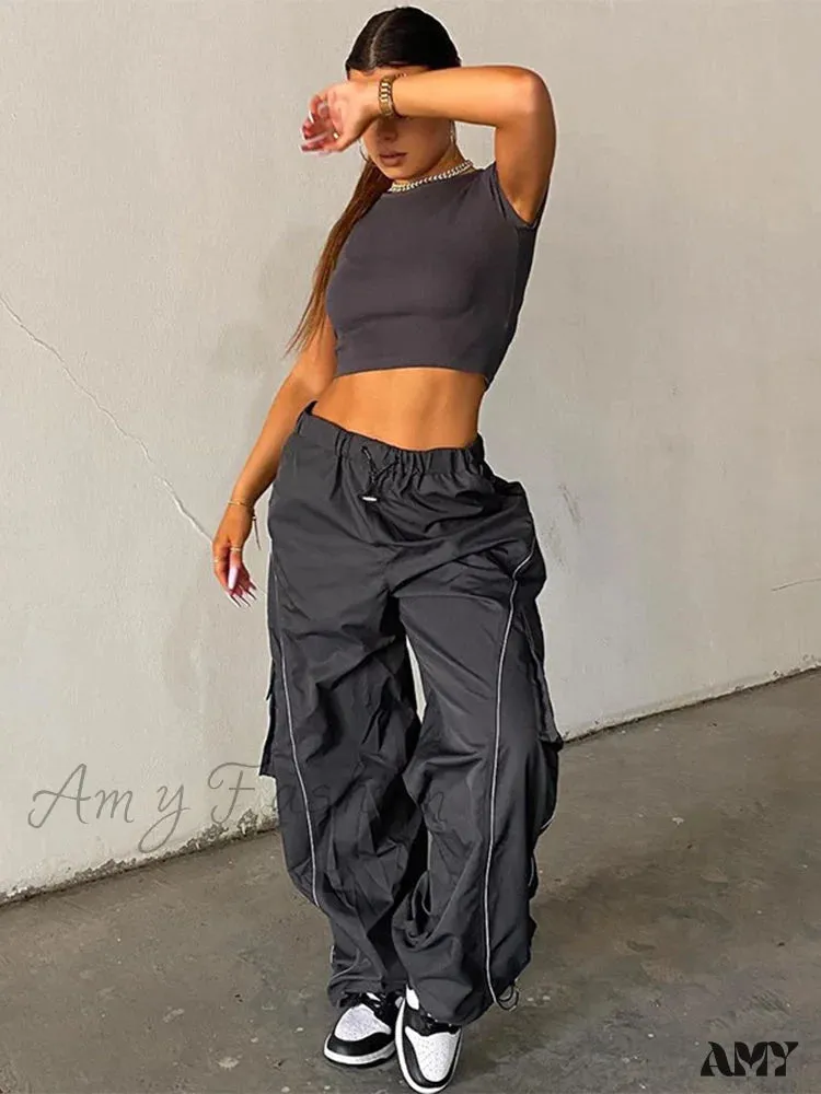 Amy Fashion - Drawstring Baggy Y2K Cargo Pants