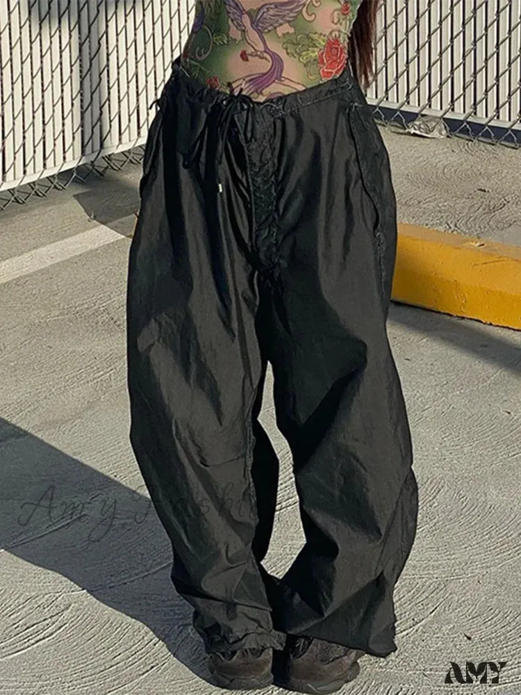 Amy Fashion - Drawstring Baggy Y2K Cargo Pants