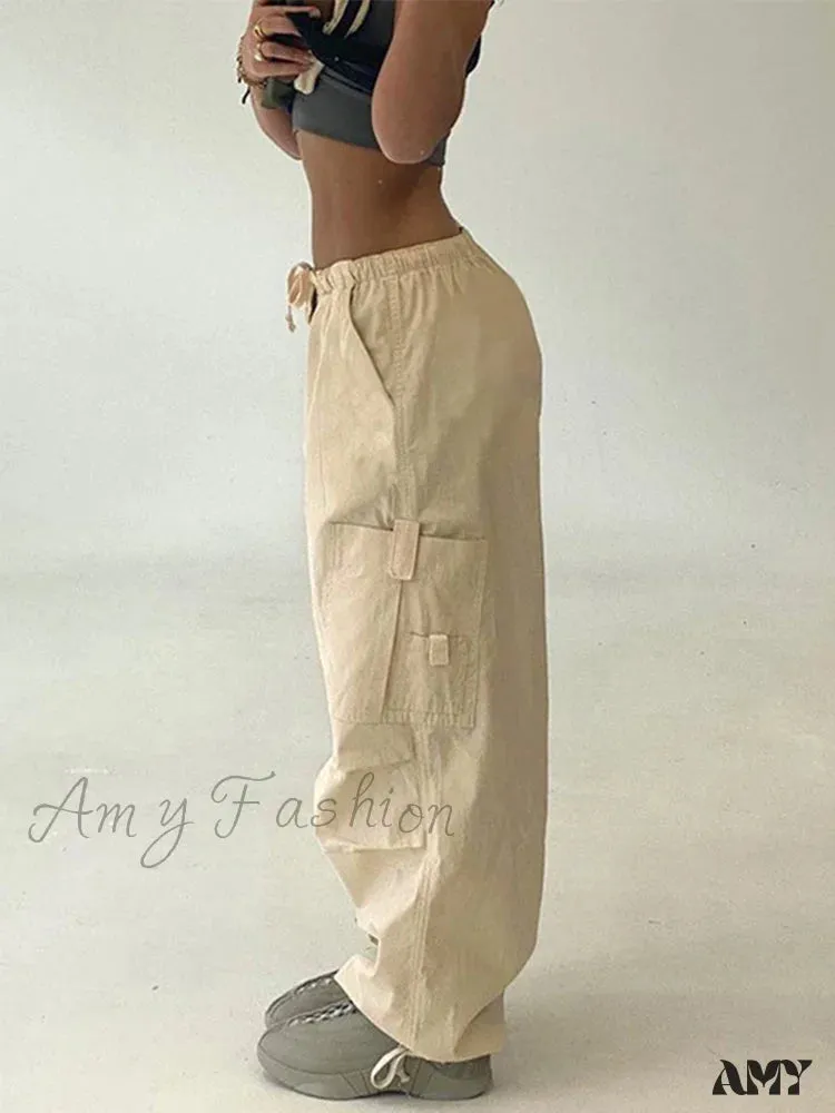 Amy Fashion - Drawstring Baggy Y2K Cargo Pants