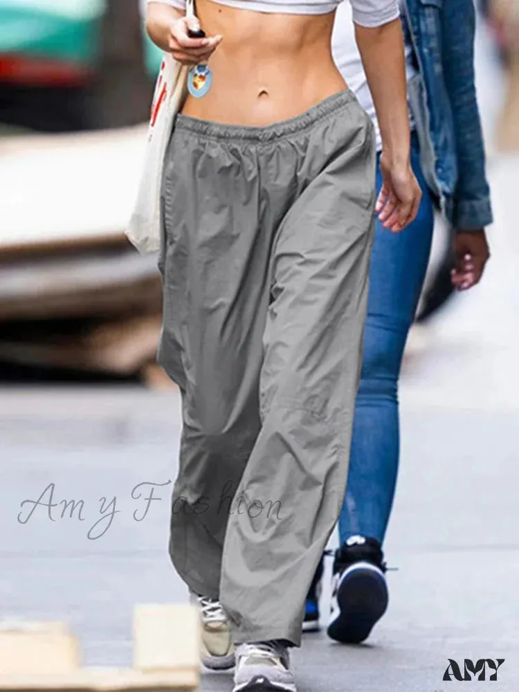 Amy Fashion - Drawstring Baggy Y2K Cargo Pants