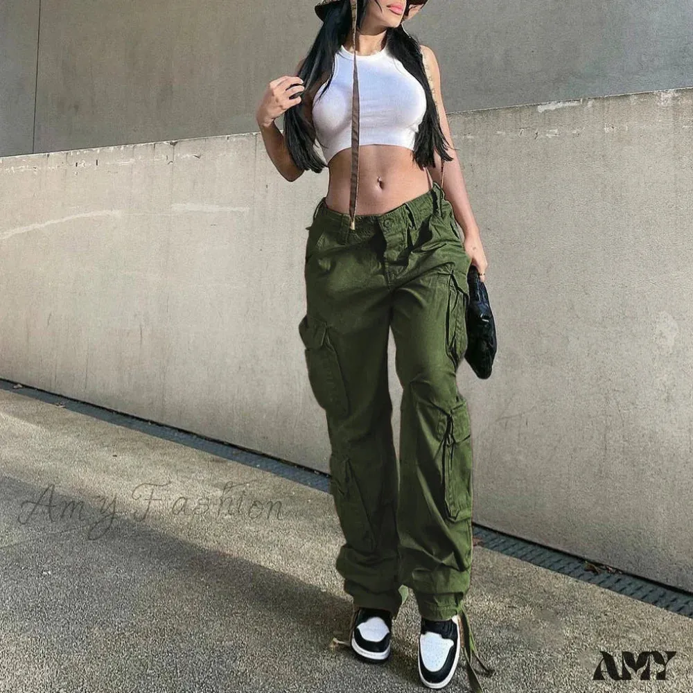 Amy Fashion - Drawstring Baggy Y2K Cargo Pants
