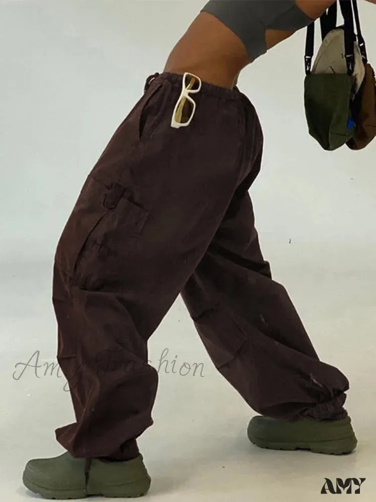 Amy Fashion - Drawstring Baggy Y2K Cargo Pants