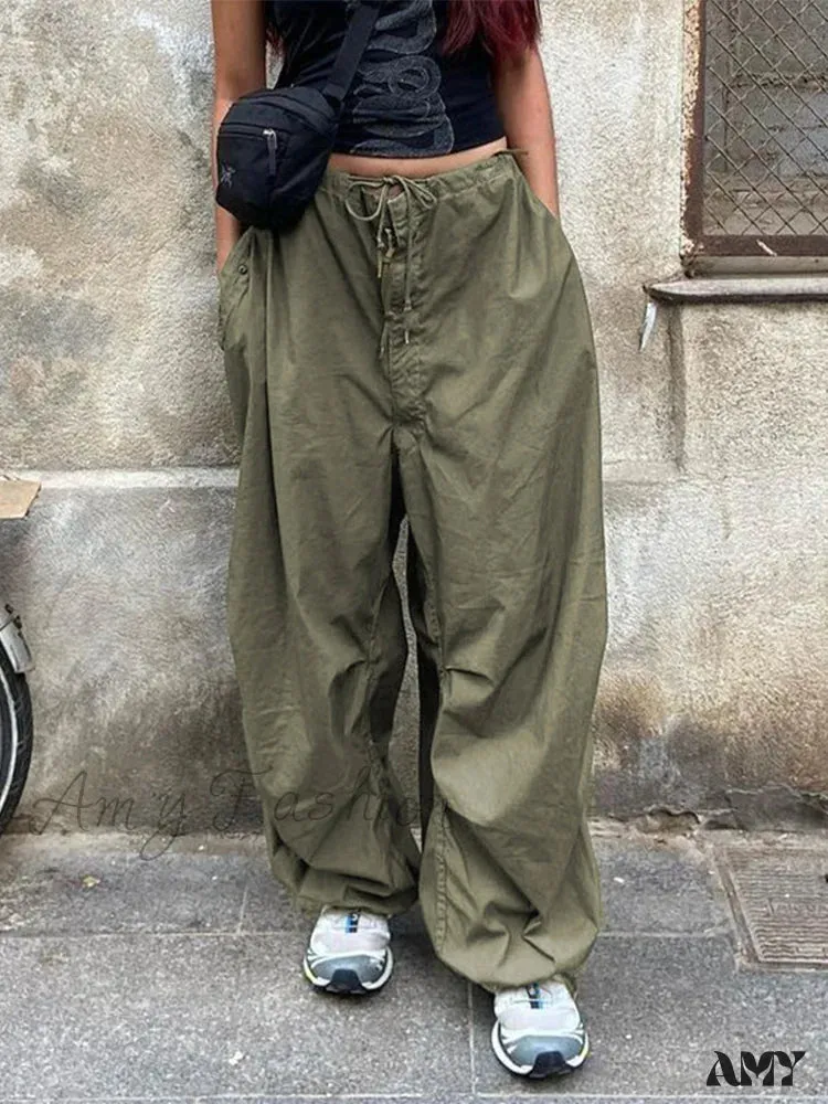 Amy Fashion - Drawstring Baggy Y2K Cargo Pants