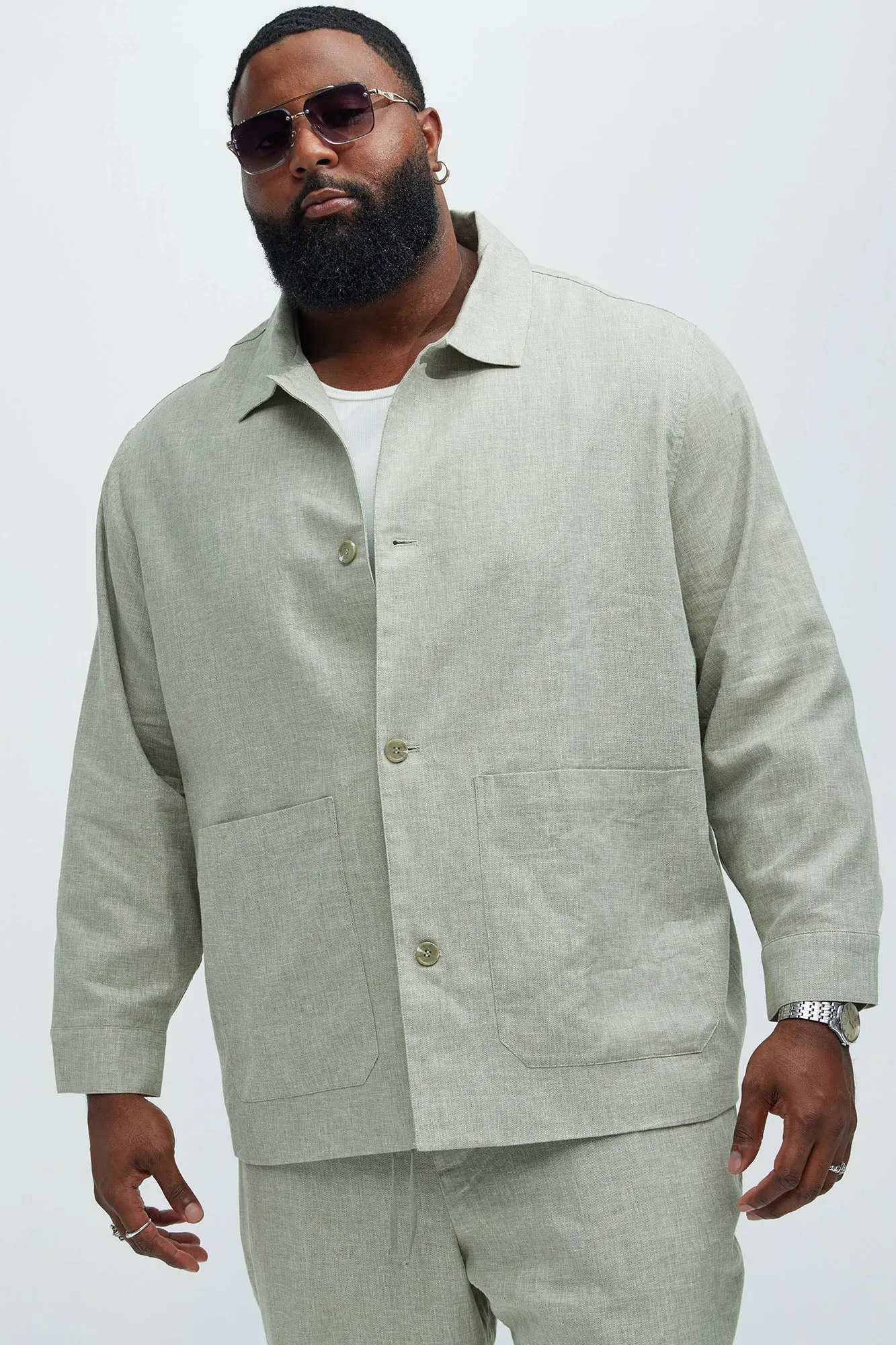 Bahamas Linen Chore Jacket - Green