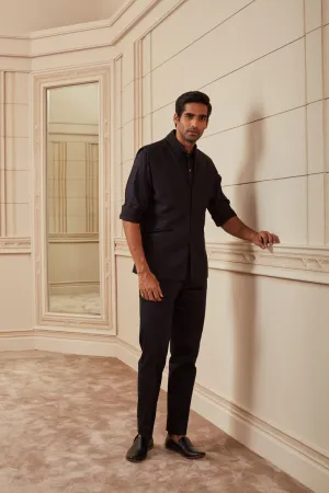 Black Linen Bundi