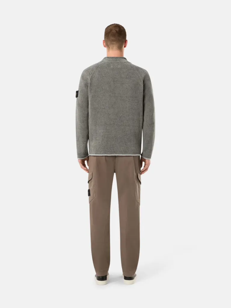 Cargo pants in stretch organic cotton satin - Walnut