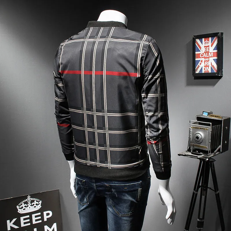 Check Plaid Pattern Print Men Bomber Jacket