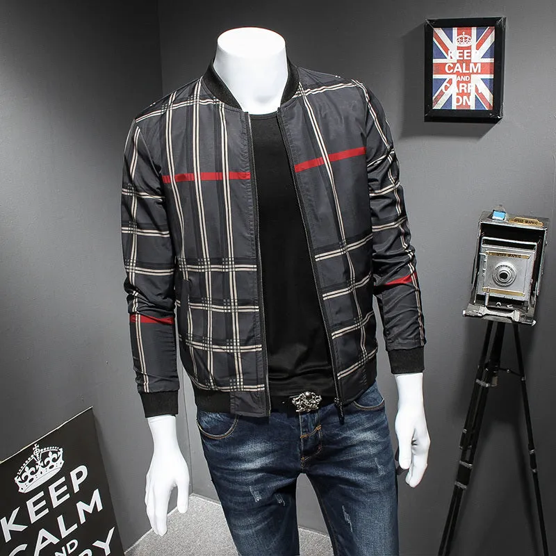 Check Plaid Pattern Print Men Bomber Jacket