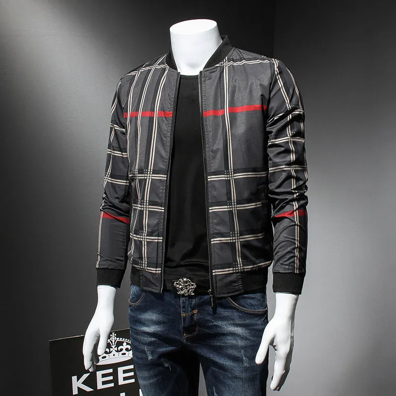 Check Plaid Pattern Print Men Bomber Jacket