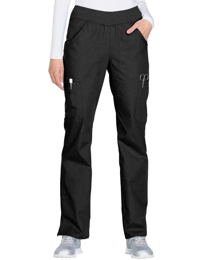 Cherokee Workwear Women's Mid Rise Straight Leg Pull-on Cargo Tall Pant
