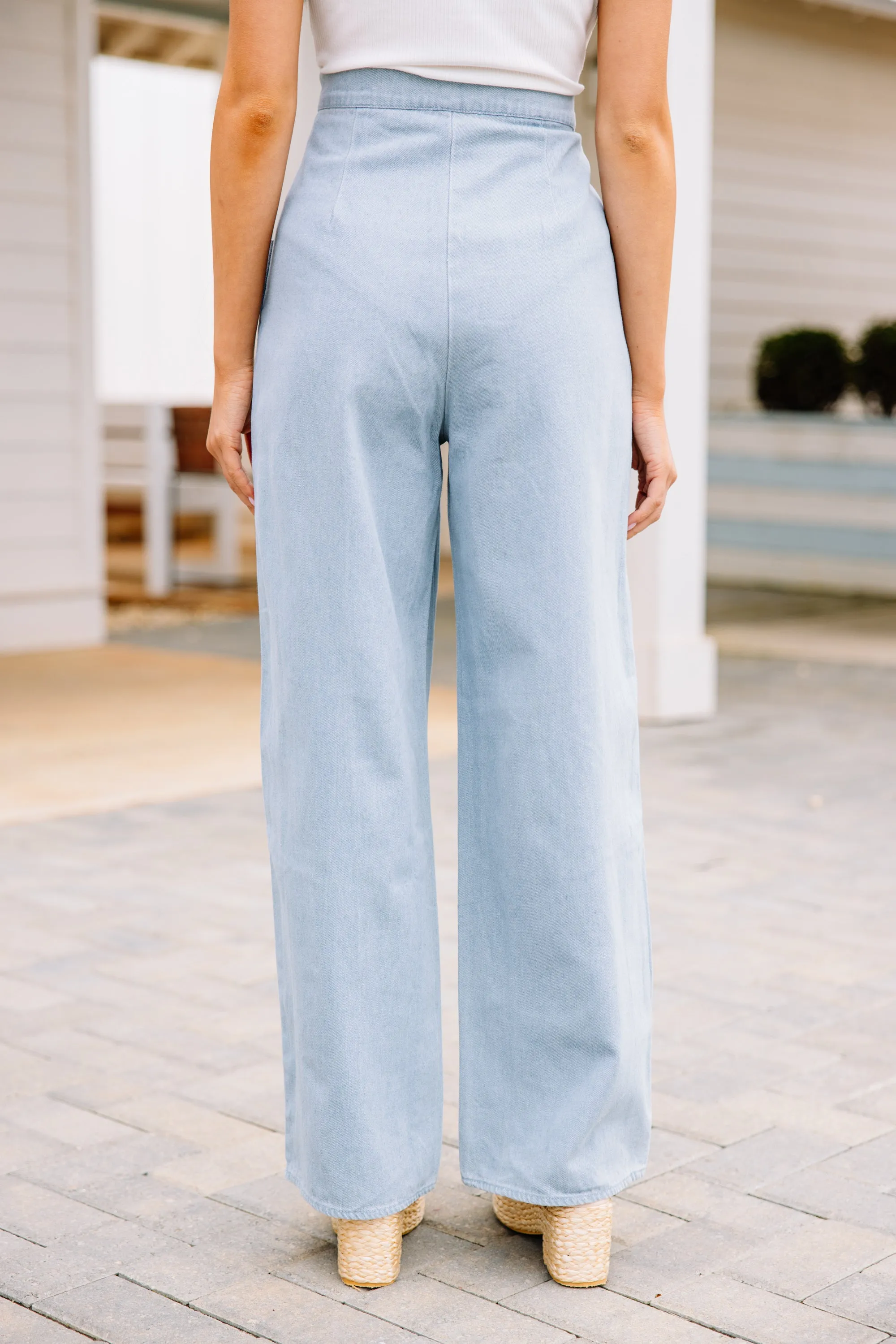 Chic Comforts Light Denim Blue Wide Leg Pants