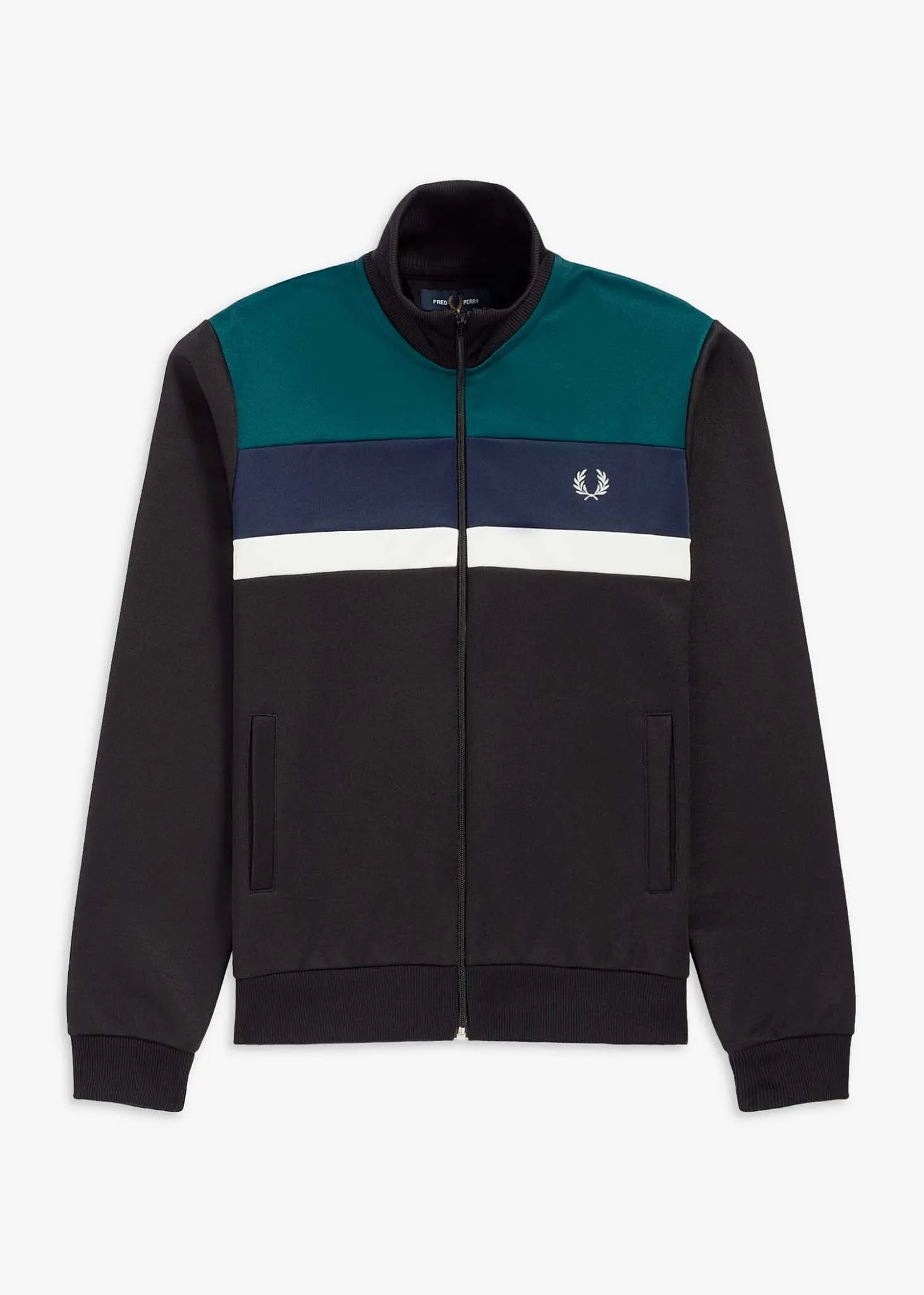 Colourblock track jacket - black
