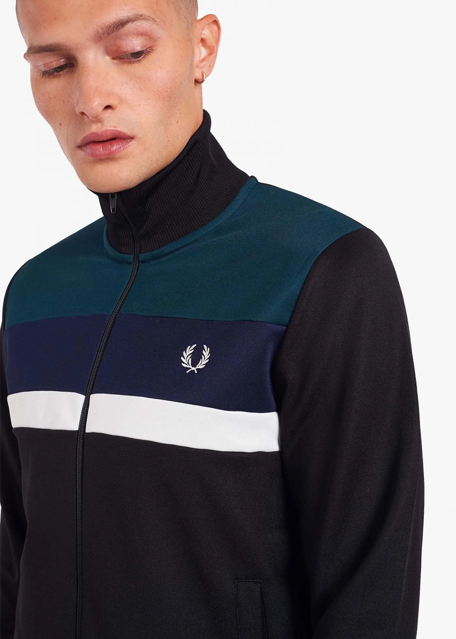 Colourblock track jacket - black