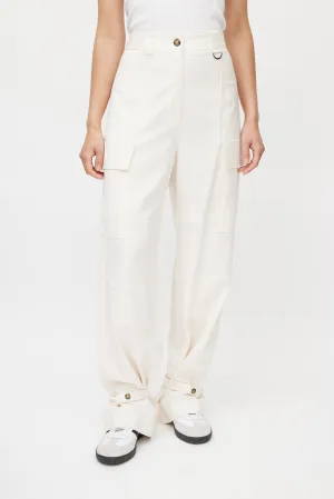 Cream Wide Leg Cargo Pant