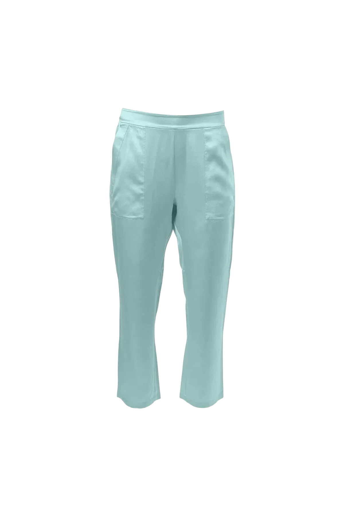 Cropped Silk Pants In Sea Foam