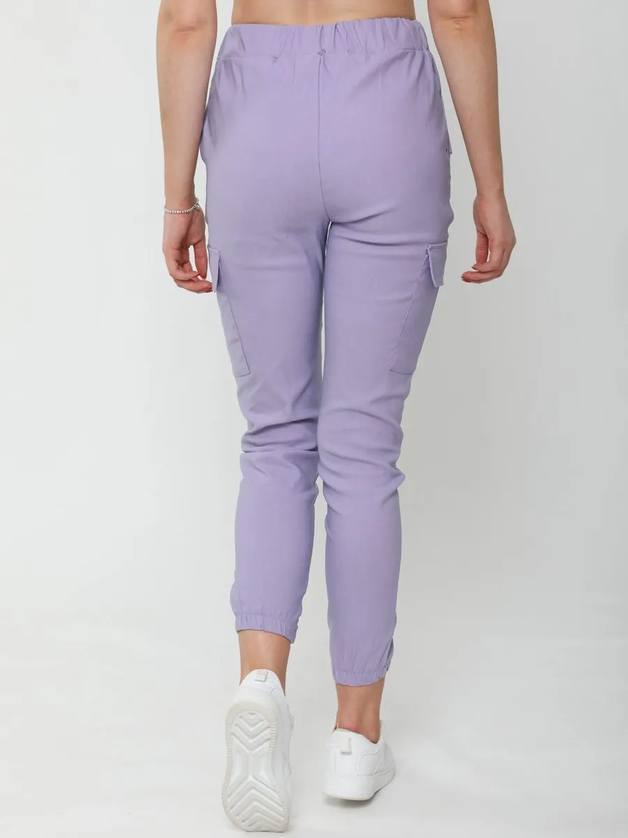 Daffney Utility Pocket Cargo Trouser Pants In Lilac