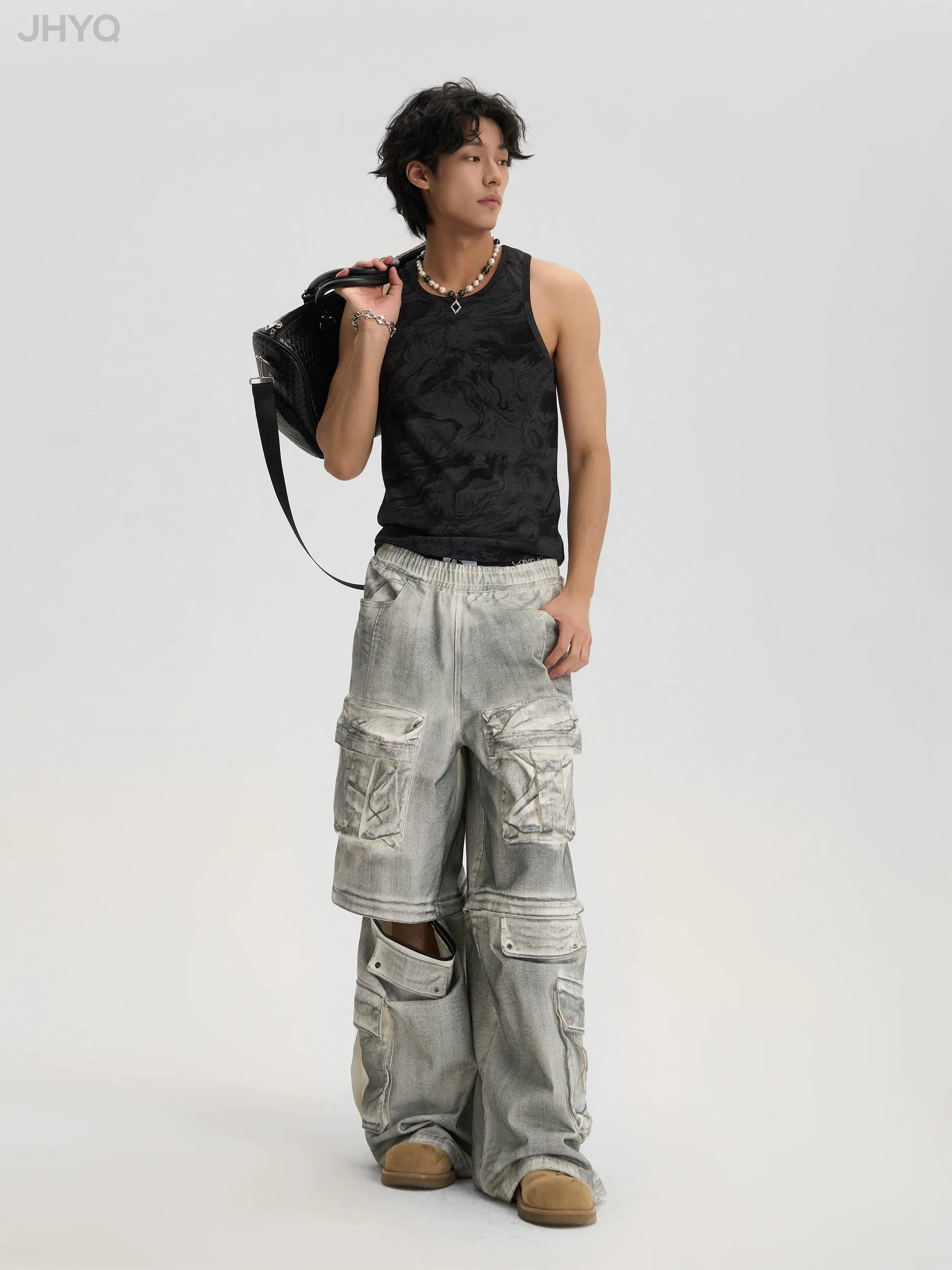 Dirty Dyed Cargo Pants With Removable Pockets