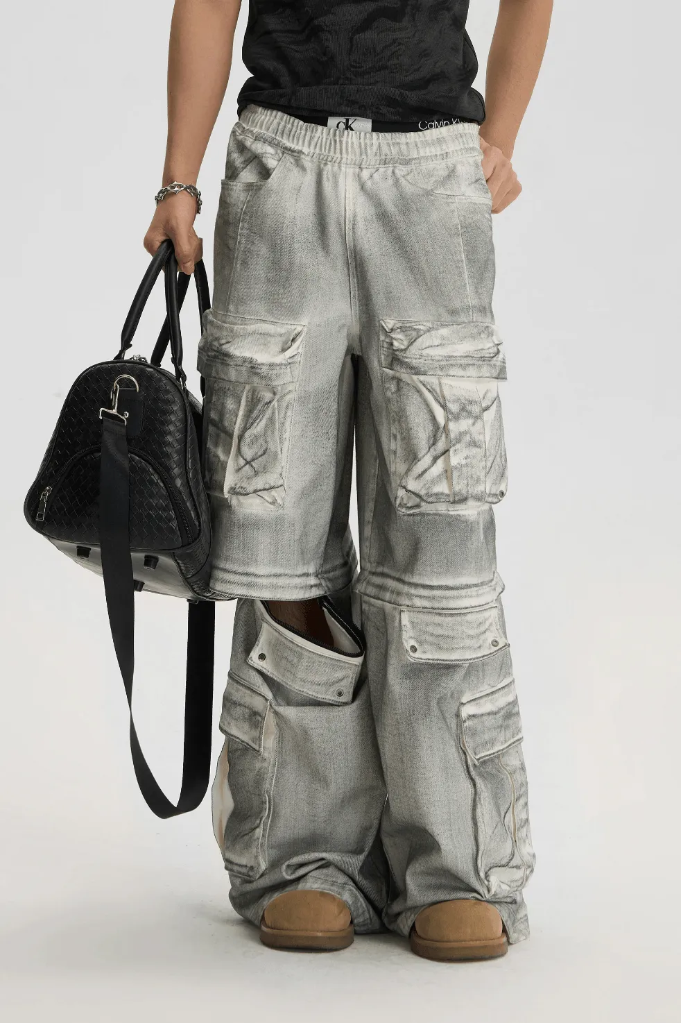 Dirty Dyed Cargo Pants With Removable Pockets