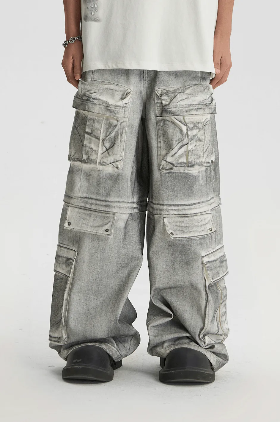 Dirty Dyed Cargo Pants With Removable Pockets