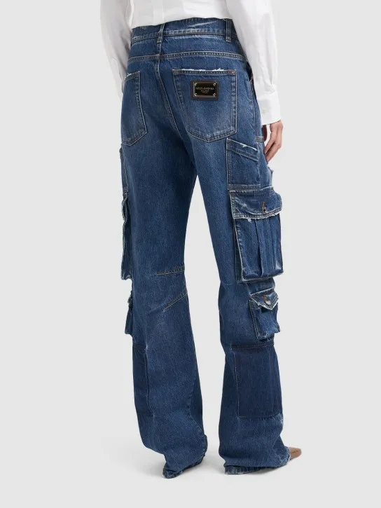 Dolce&amp;Gabbana   Distressed cargo jeans w/metal logo 