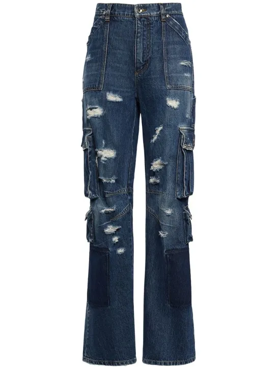 Dolce&amp;Gabbana   Distressed cargo jeans w/metal logo 