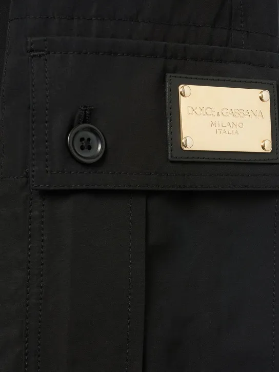 Dolce&amp;Gabbana   Logo plaque cotton poplin cargo pants 