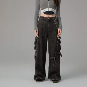 Downside Wide Denim Cargo Pants