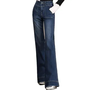 Elastic High Waist Pants Trousers Long Jeans
