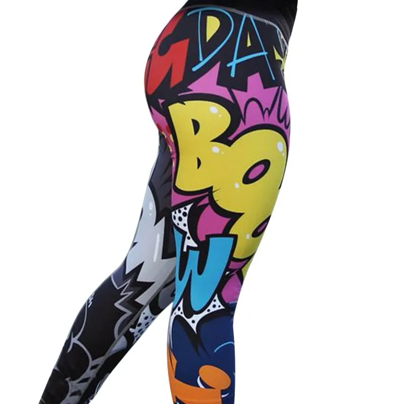 Fashionable Women's Digital Print High Waist Hip-up Leggings For Workout