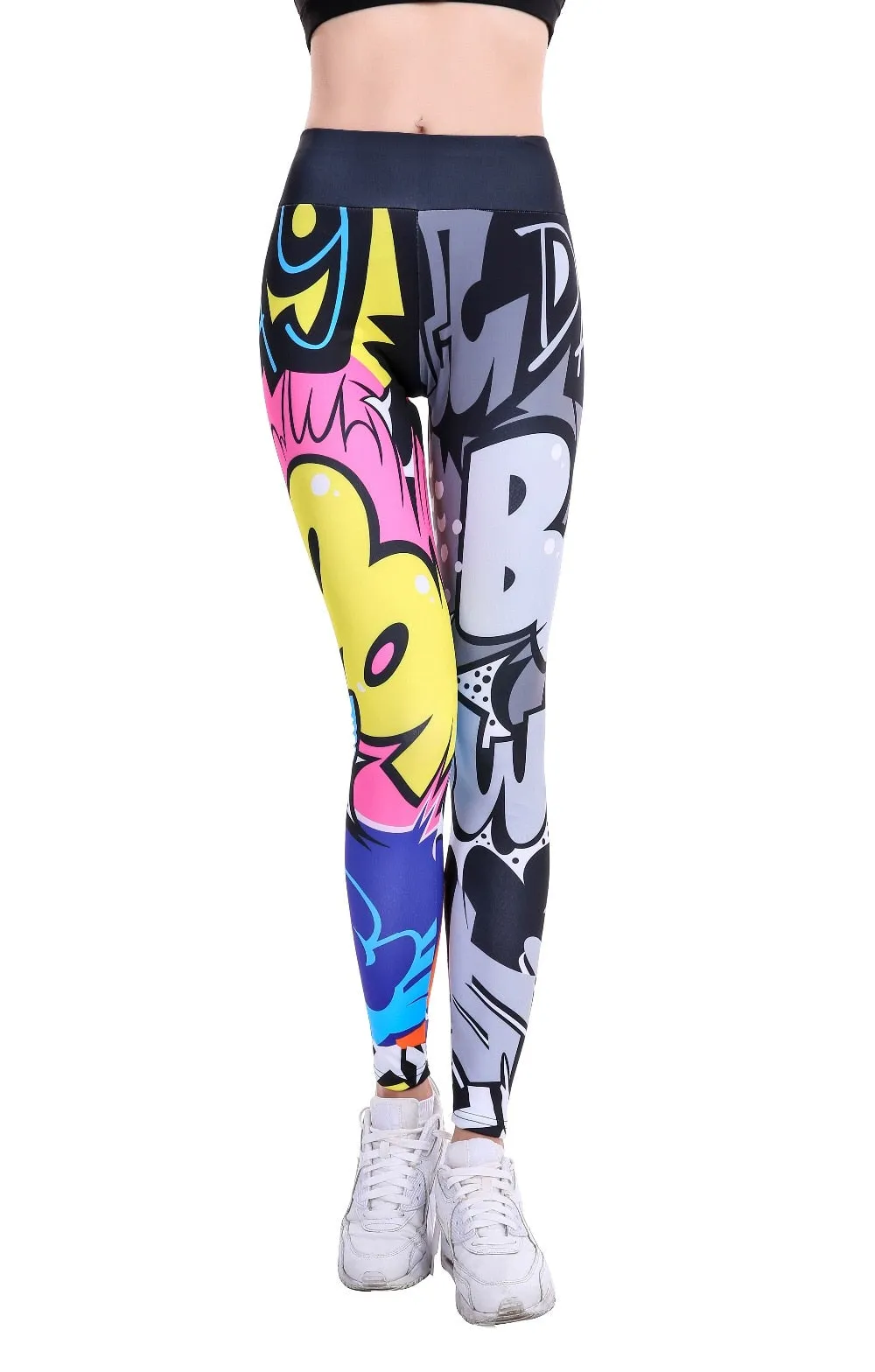 Fashionable Women's Digital Print High Waist Hip-up Leggings For Workout