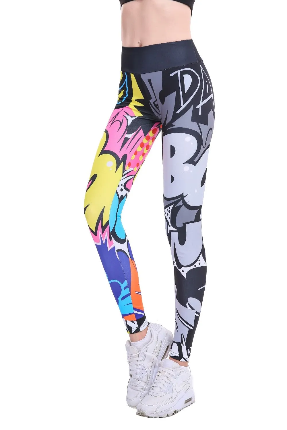 Fashionable Women's Digital Print High Waist Hip-up Leggings For Workout