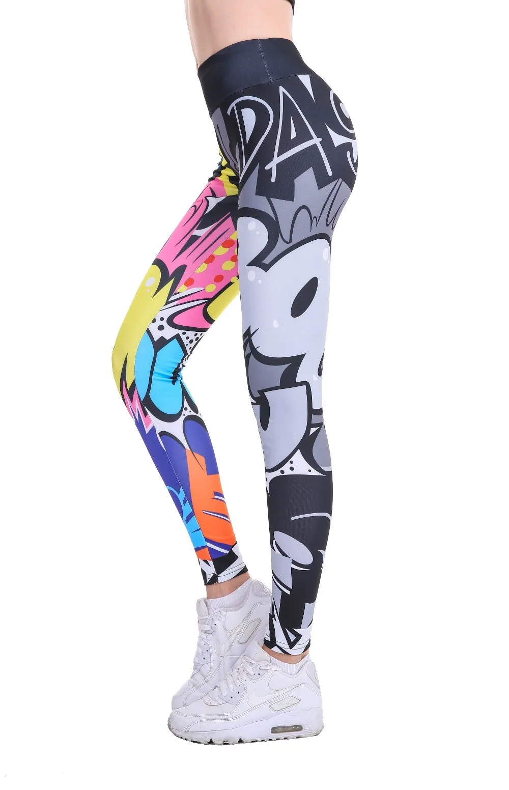 Fashionable Women's Digital Print High Waist Hip-up Leggings For Workout