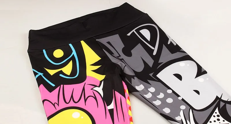 Fashionable Women's Digital Print High Waist Hip-up Leggings For Workout