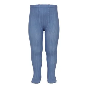 French Blue Ribbed Tights