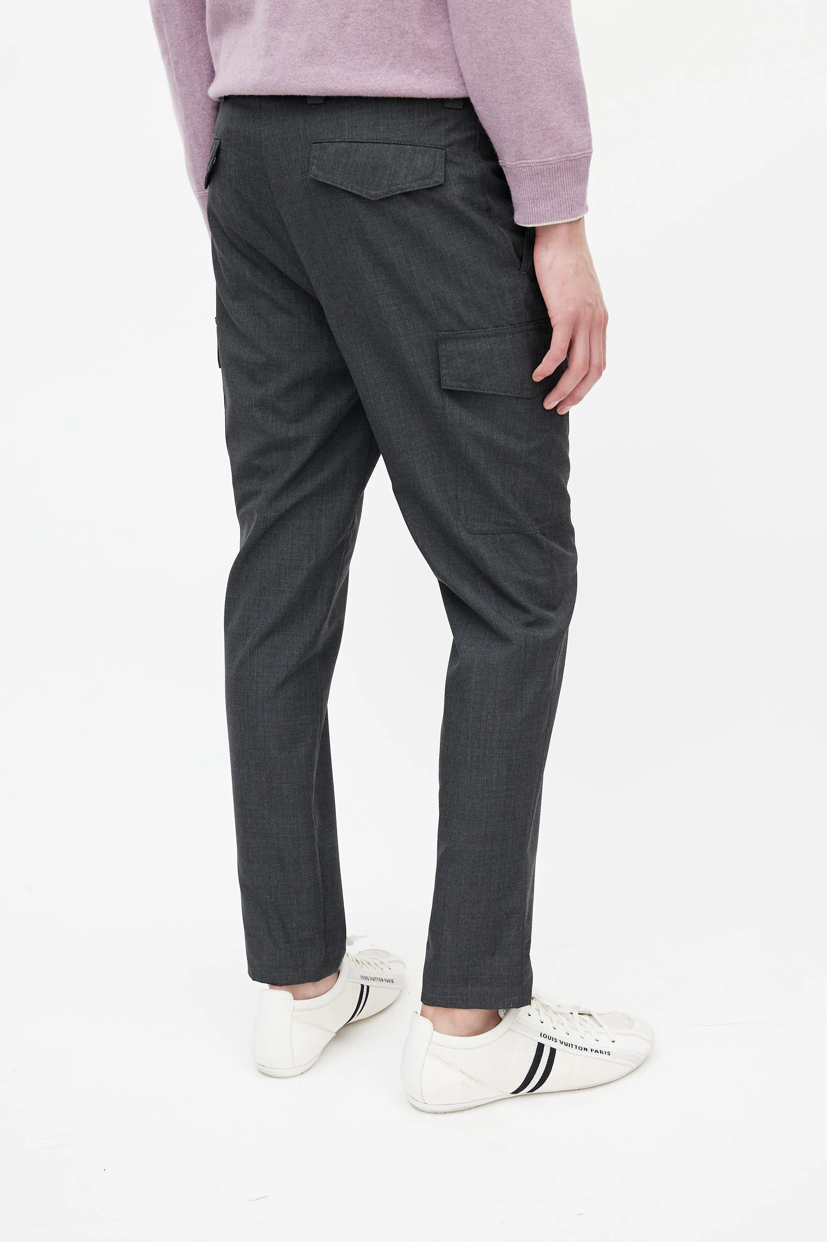 Grey Wool Cargo Trouser