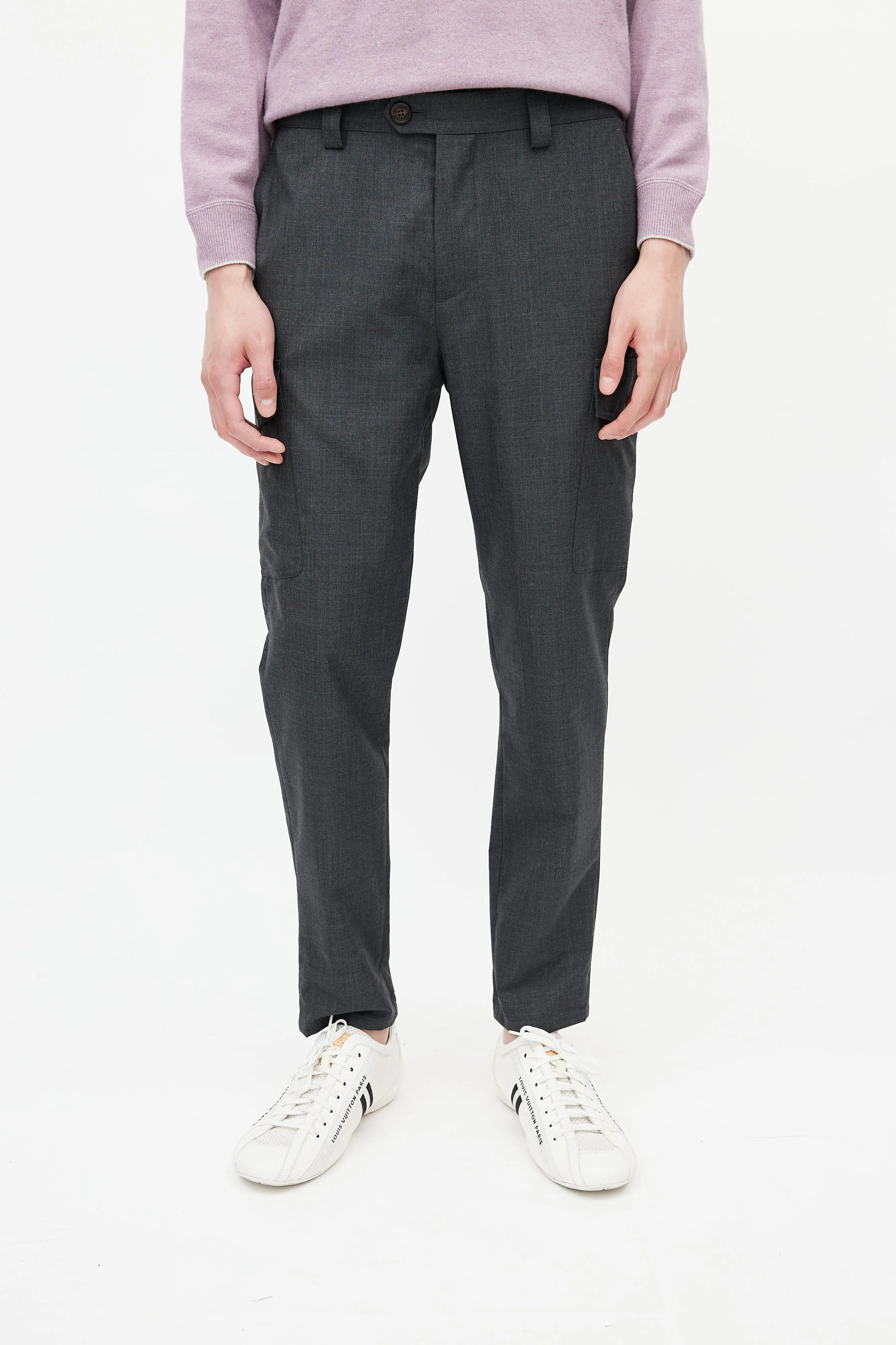 Grey Wool Cargo Trouser