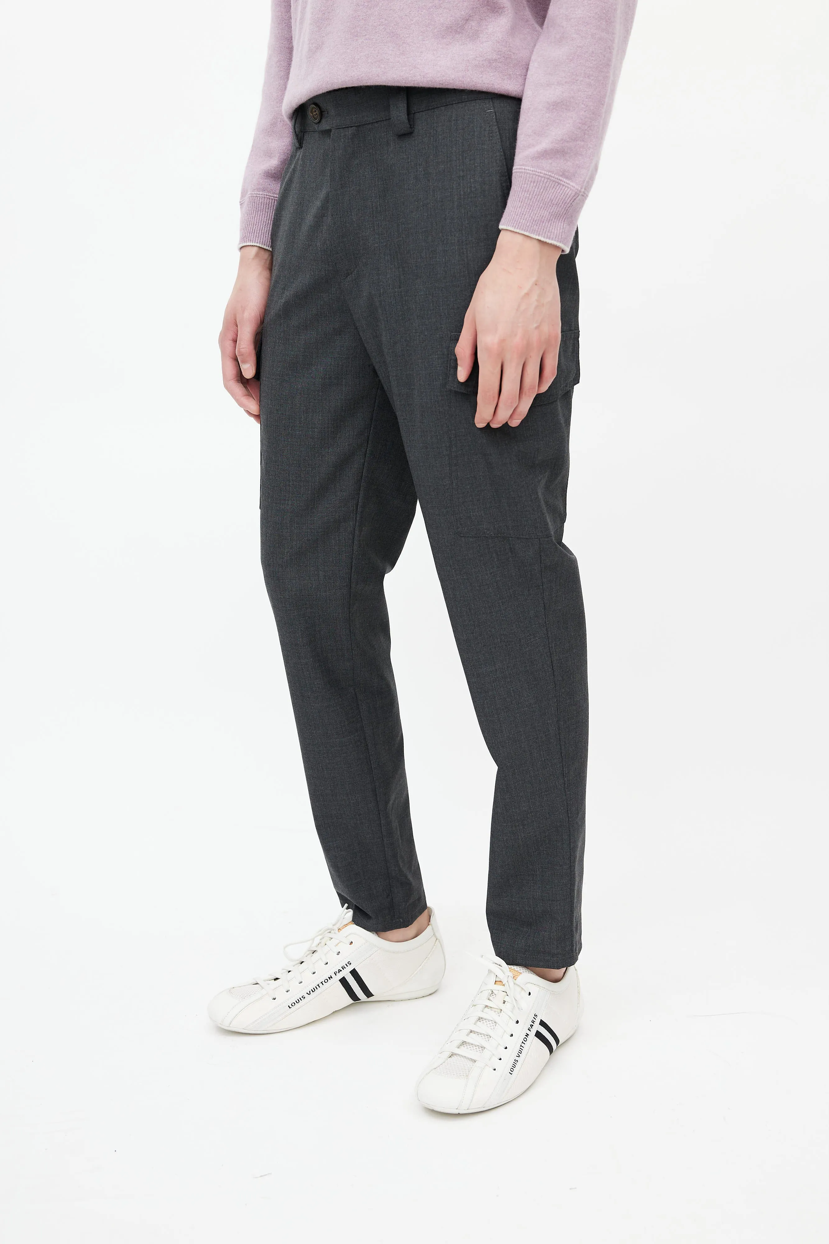 Grey Wool Cargo Trouser