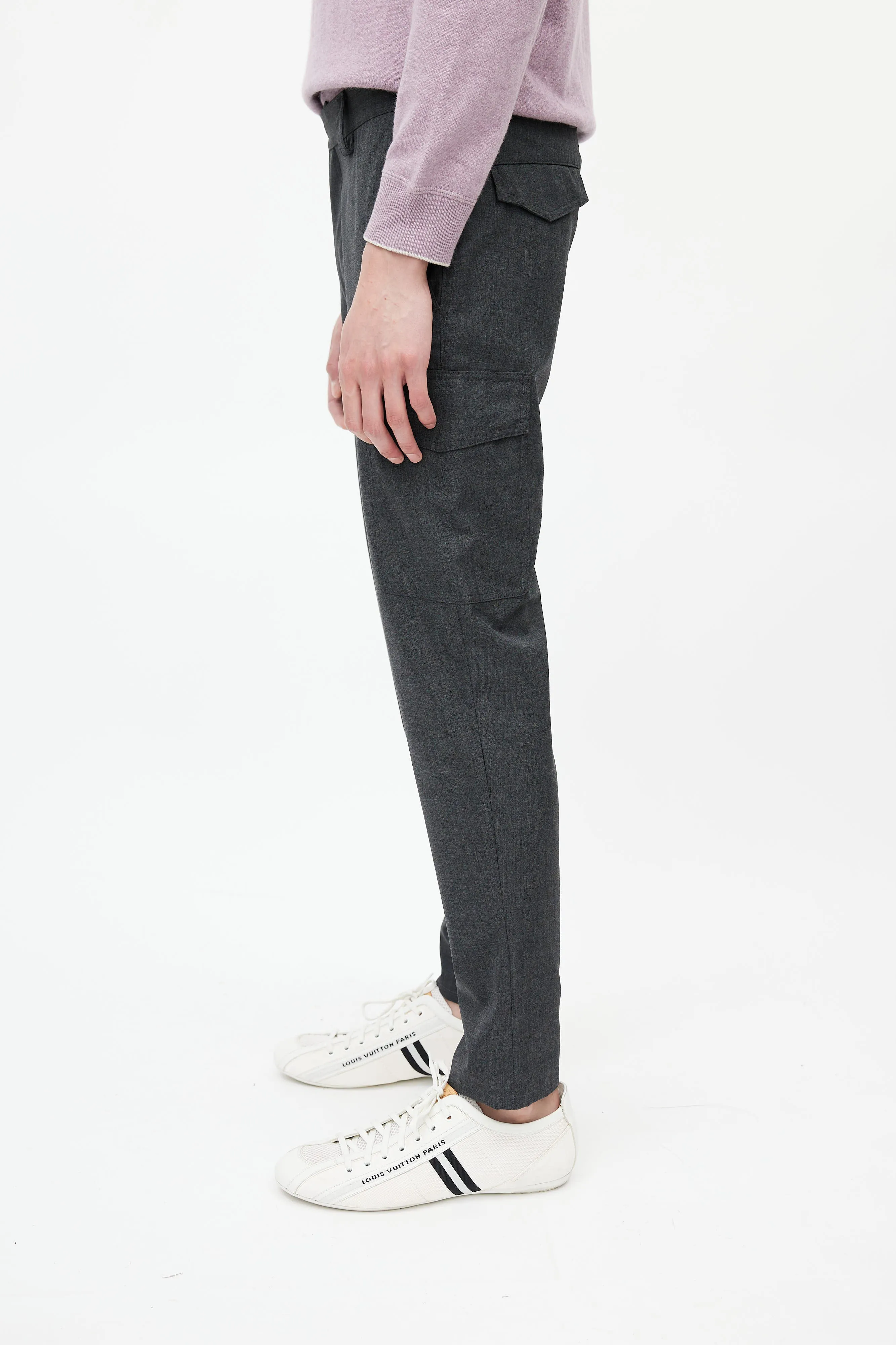 Grey Wool Cargo Trouser