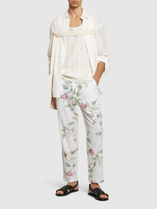 Harago   Floral print cotton pants 