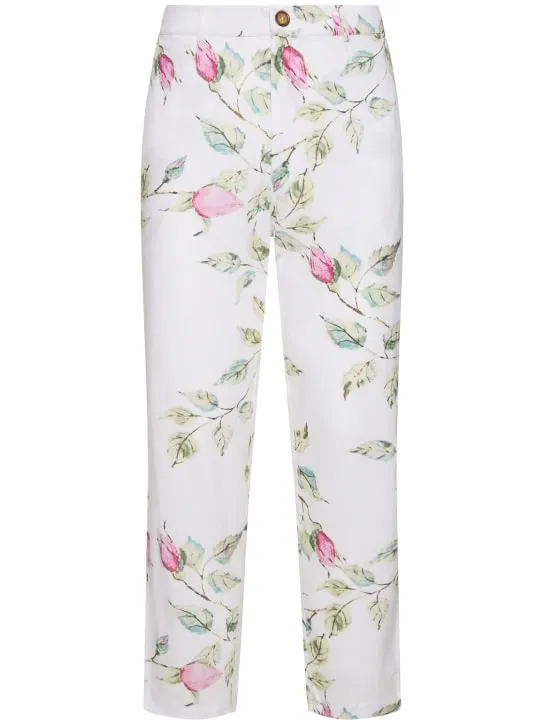 Harago   Floral print cotton pants 