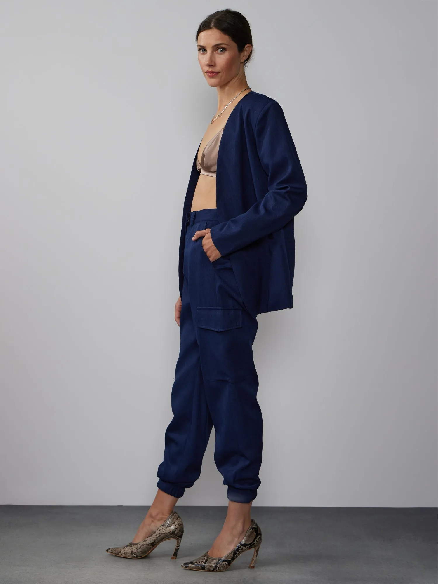 High Rise Twill Jogger Pant