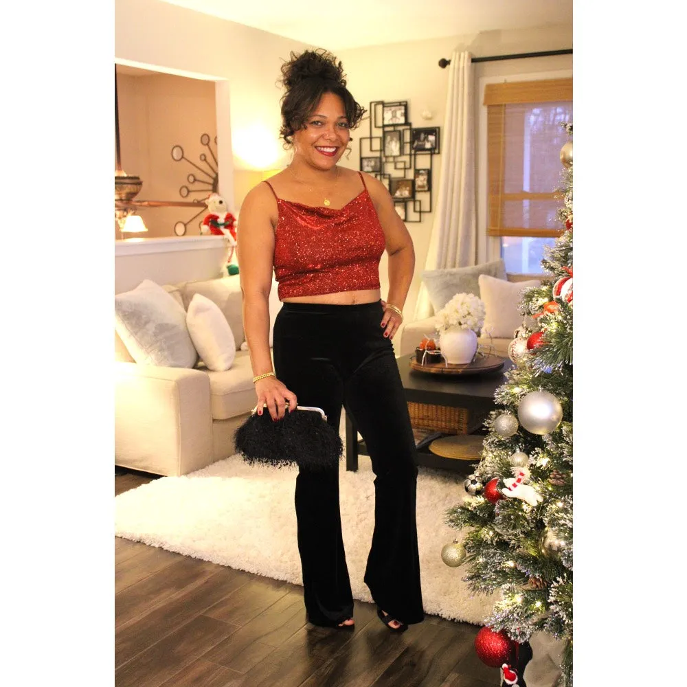 High Waist Velour Flare Pants