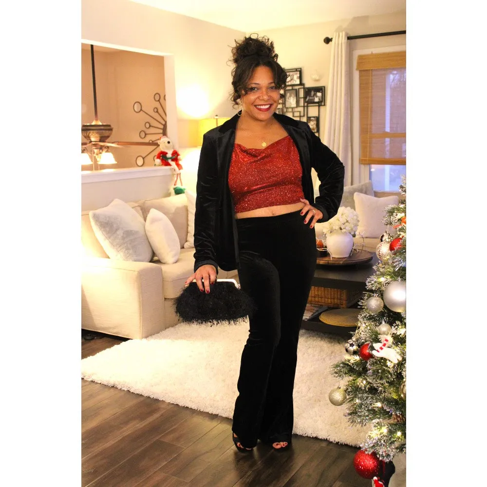 High Waist Velour Flare Pants