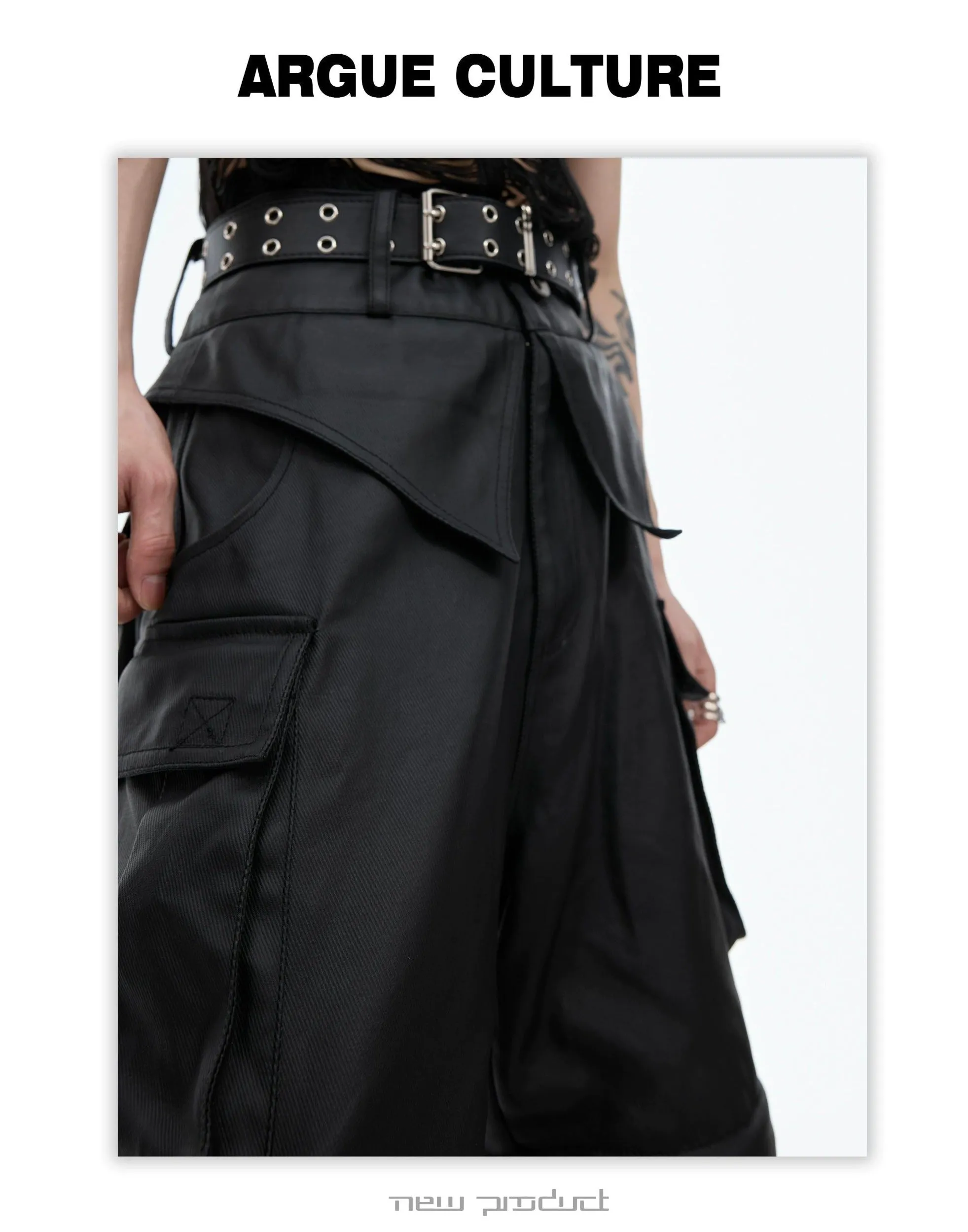 High-Waisted Structured Cargo Pants