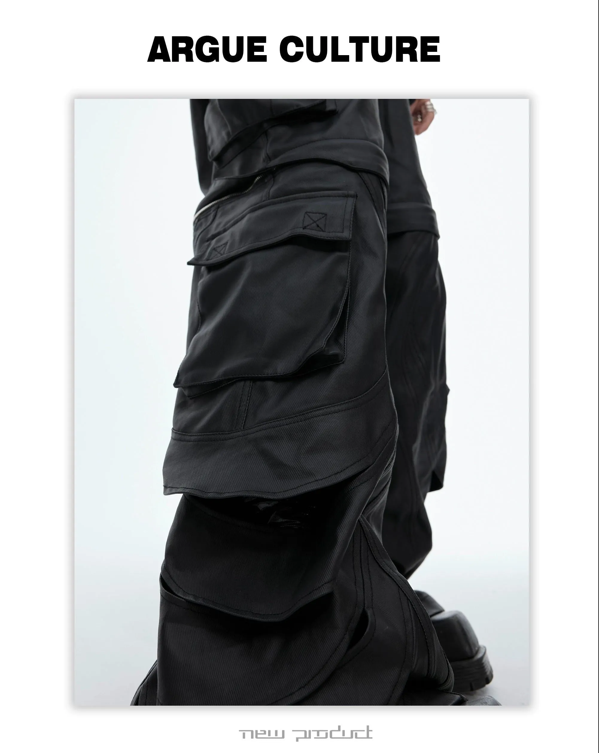 High-Waisted Structured Cargo Pants