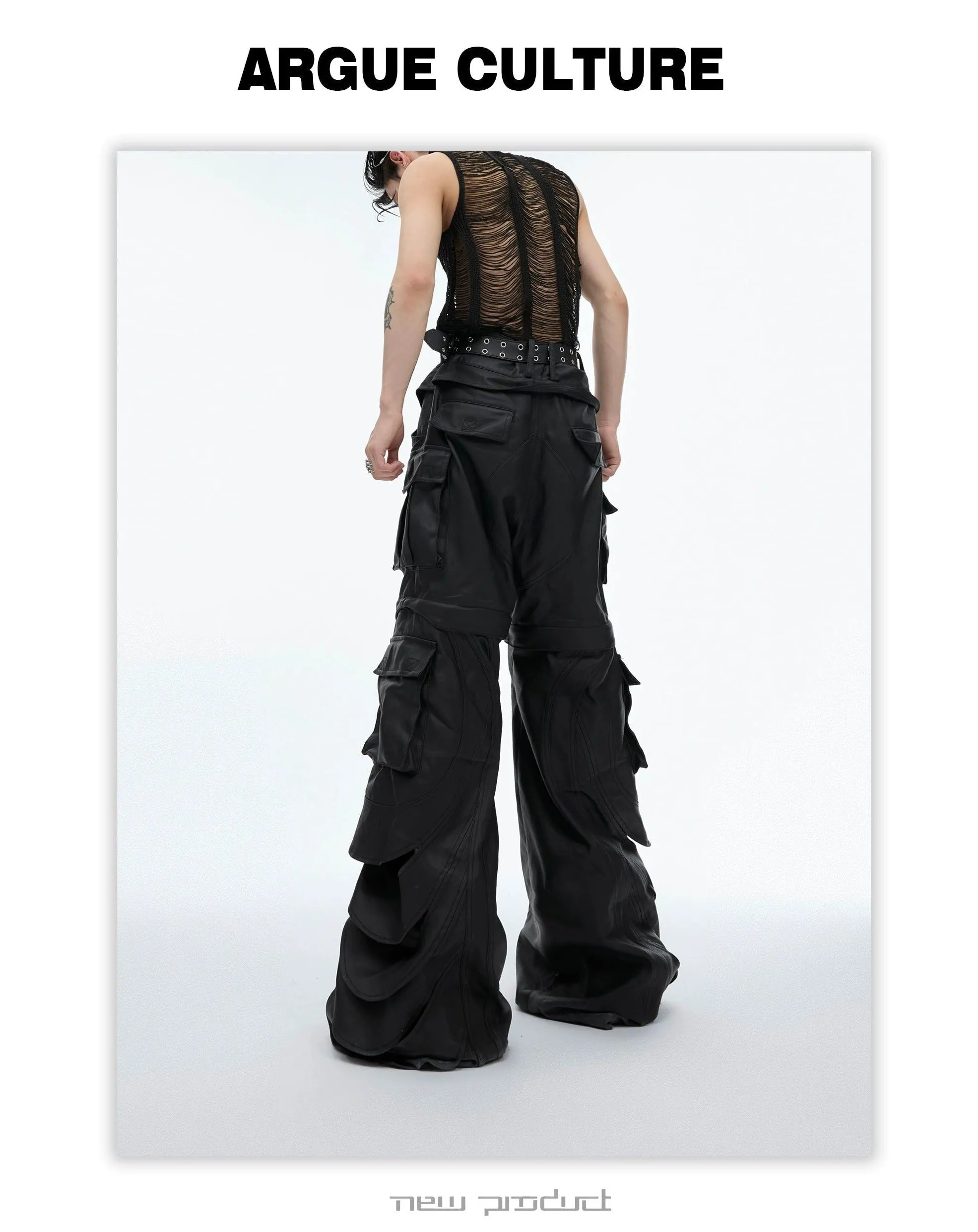 High-Waisted Structured Cargo Pants